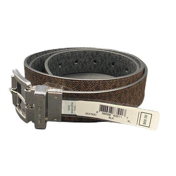 NWT Michael Kors Reversible Belt XL & Small w Signature MK Logo Black/Brown